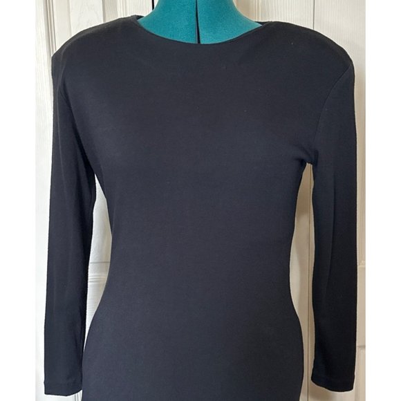 Vintage Linea Moda Brand Fit & Flare Black Dress Poly Blend Women's Size 4-READ - Picture 9 of 16